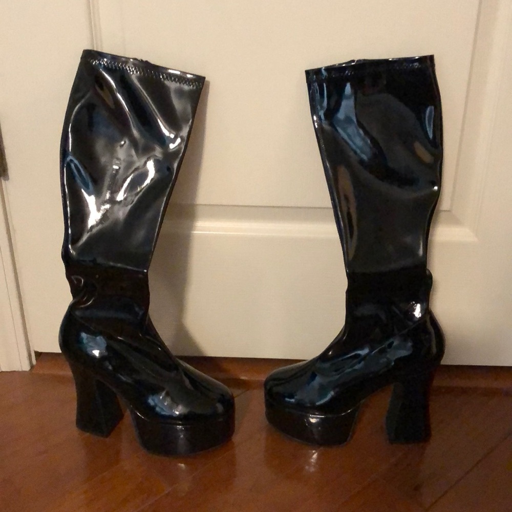 Pleather knee height platform boots